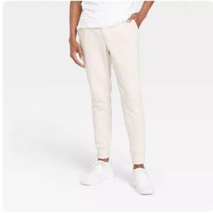 Men's Cotton Fleece Joggers - All in Motion™ Oatmeal Size Large New With Tags 1